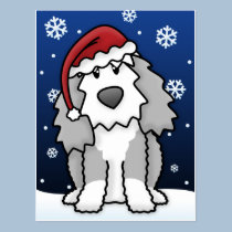 Kawaii Old English Sheepdog Christmas Postcard postcards