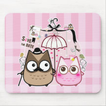 Kawaii owl couple mouse pads