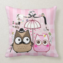 Kawaii owl couple pillow