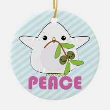 Kawaii Peace Dove with Olive Branch Ornament