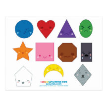 Kawaii Preschool Shapes Postcard