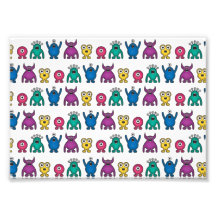 Kawaii Rainbow Alien Monsters Pattern Photograph