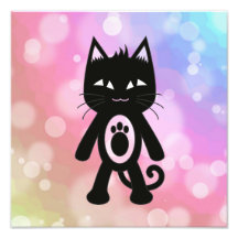 Kawaii Rainbow and Black Cat Photograph