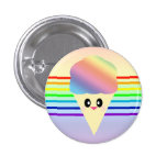 KAWAII SNO CONE RAINBOW STRIPES FAB PIN BUTTON