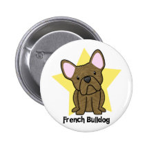 Kawaii Star Brindle French Bulldog Pinback Button