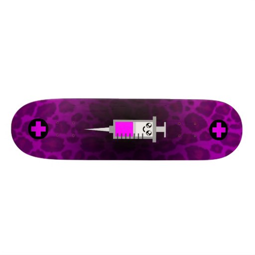 KAWAII SYRINGE MEDICAL CROSS PINK LEOPARD DECK CUSTOM SKATEBOARD