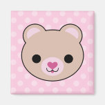 Kawaii Teddy Bear Pink Polka Dots Magnet