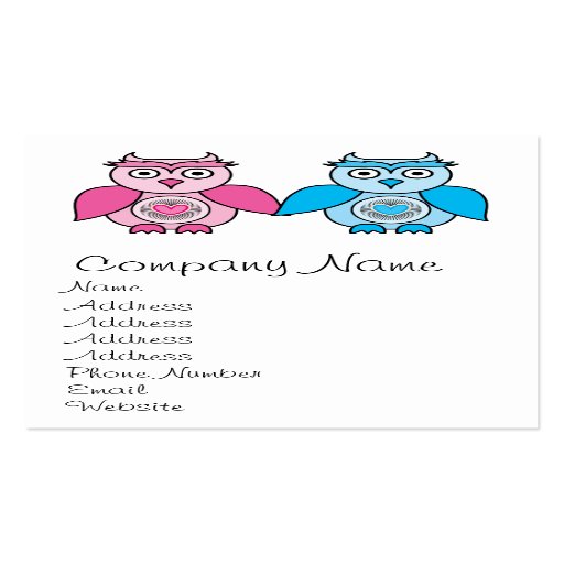 Kawaii Valentines Owls Business Card Templates