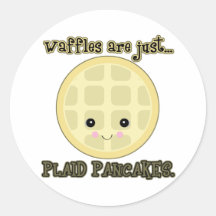 kawaii waffles are just plaid pancakes round stickers