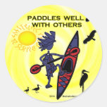 Kayak Paddles Well With Others II Round Stickers