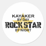 Kayaker Rock Star by Night Round Sticker