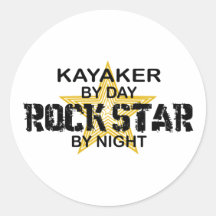 Kayaker Rock Star by Night Round Sticker