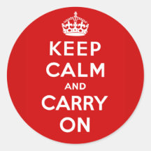 Keep Calm and Carry On British Poster on T shirts Round Sticker