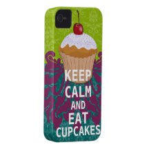 KEEP CALM AND Eat Cupcakes-change aqua any colour Case-Mate iPhone 4 Cases