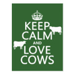 Keep Calm and Love Cows (all colours) Post Cards