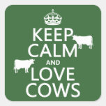 Keep Calm and Love Cows (all colours) Stickers