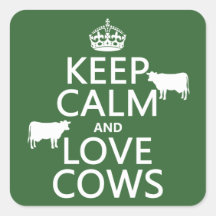 Keep Calm and Love Cows (all colours) Stickers