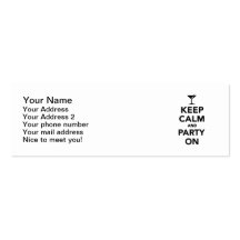 Keep calm and Party on Business Card Template