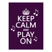 Keep Calm and Play on - music notes - all colours Custom Invitations