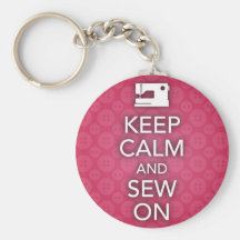 Keep Calm and Sew On Pink Keychain
