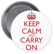 Keep Calm & Carry On Fire Engine Red Text Buttons
