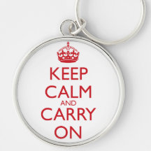 Keep Calm & Carry On Fire Engine Red Text Keychains