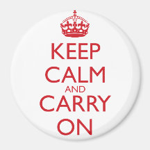 Keep Calm & Carry On Fire Engine Red Text Magnets