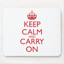 Keep Calm & Carry On Fire Engine Red Text Mousepads