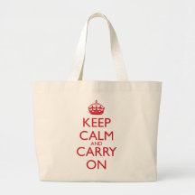 Keep Calm & Carry On Fire Engine Red Text Tote Bag