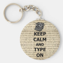 Keep calm & type on keychains