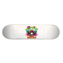 Keepin It Retro Neon Disco Crown Skull Skateboard Decks