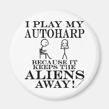 Keeps Aliens Away Autoharp Fridge Magnets