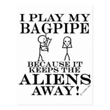 Keeps Aliens Away Bagpipe Postcard