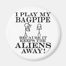 Keeps Aliens Away Bagpipe Refrigerator Magnet