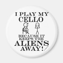 Keeps Aliens Away Cello Fridge Magnets