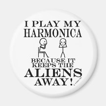 Keeps Aliens Away Harmonica Refrigerator Magnet