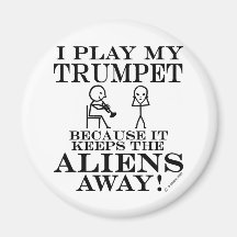 Keeps Aliens Away Trumpet Refrigerator Magnets