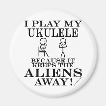 Keeps Aliens Away Ukulele Fridge Magnet