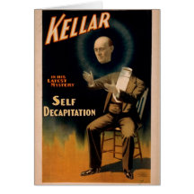 Kellar, 'Self Decapitation' Retro Theatre Greeting Cards