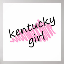 Kentucky Girl with Scribbled Kentucky Map Posters