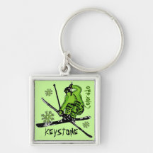 Keystone Colorado green theme ski keychain
