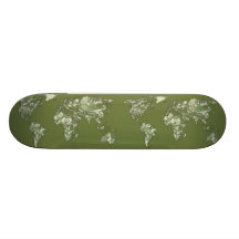 Khaki green world map skateboard deck