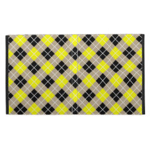 Khaki,Yellow, Black and White Argyle iPad Case