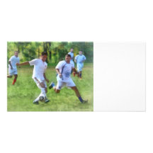 Kicking Soccer Ball Personalized Photo Card