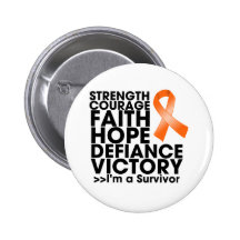 Kidney Cancer Hope Strength Victory Pinback Button