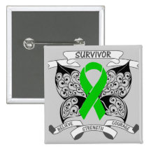 Kidney Cancer Survivor Butterfly Strength v2 Pinback Buttons