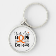 Kidney Cancer Typographic Faith Love Hope (Orange) Key Chain