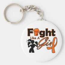 Kidney Cancer v2 Fight Like A Girl Silhouette Keychain