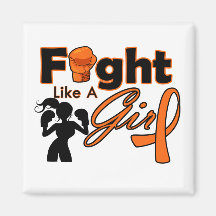 Kidney Cancer v2 Fight Like A Girl Silhouette Refrigerator Magnet