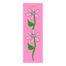 Kid's Bookmark Girls Pink Flowers Business Card Template